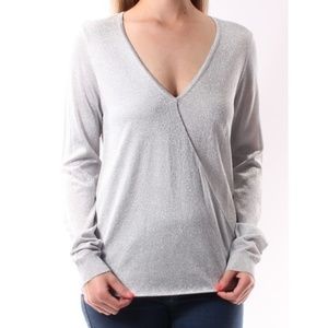 Silver Cuffed Sleeve "Wrap" Top by Vince Camuto